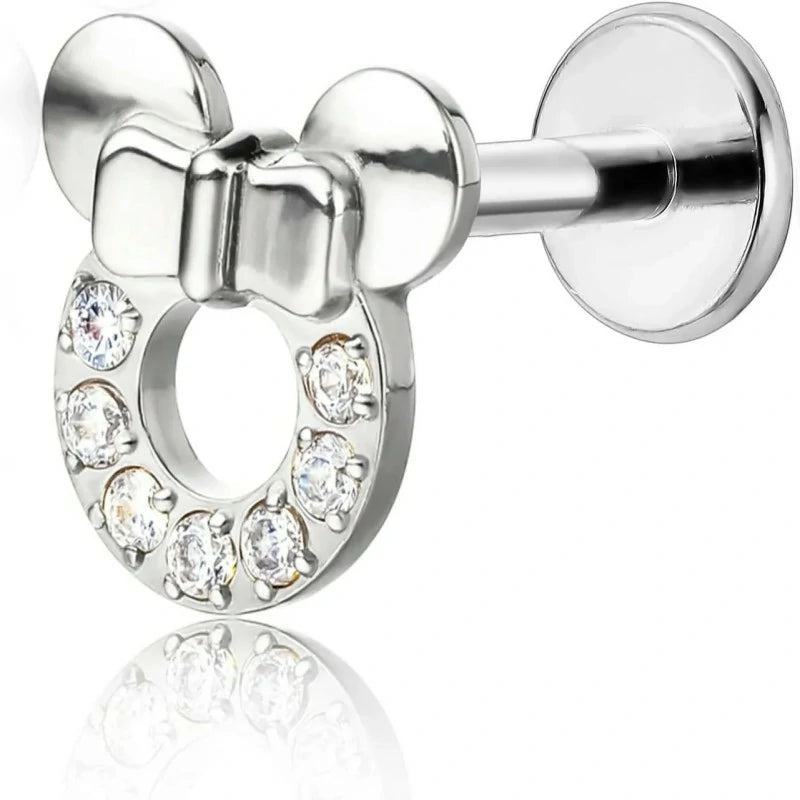 F136-18G 6mm 8mm 10mm Flat Back Internal Thread Stud Earring Piercing Jewelry for Tragus Helix Conch Cartilage Nose Lip(1pc)