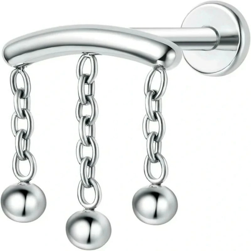 F136-18G 6mm 8mm 10mm Flat Back Internal Thread Stud Earring Piercing Jewelry for Tragus Helix Conch Cartilage Nose Lip(1pc)