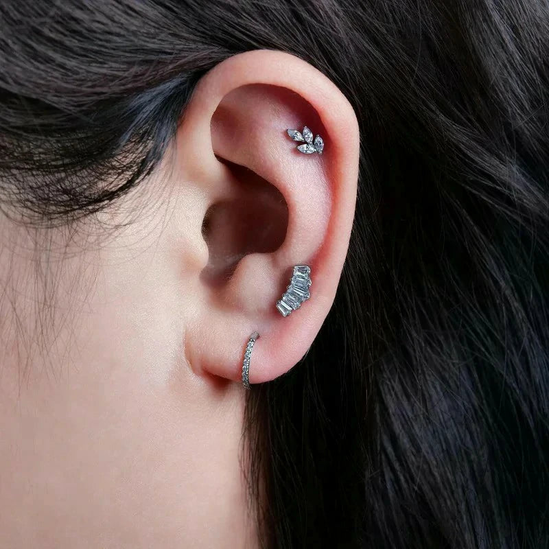 F136-18G 6mm 8mm 10mm Flat Back Internal Thread Stud Earring Piercing Jewelry for Tragus Helix Conch Cartilage Nose Lip(1pc)