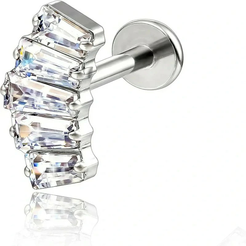 F136-18G 6mm 8mm 10mm Flat Back Internal Thread Stud Earring Piercing Jewelry for Tragus Helix Conch Cartilage Nose Lip(1pc)