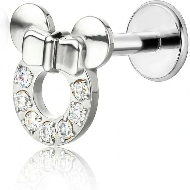 F136-18G 6mm 8mm 10mm Flat Back Internal Thread Stud Earring Piercing Jewelry for Tragus Helix Conch Cartilage Nose Lip(1pc)