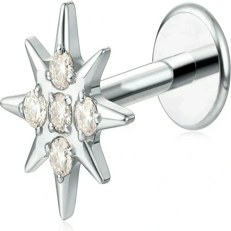 F136-18G 6mm 8mm 10mm Flat Back Internal Thread Stud Earring Piercing Jewelry for Tragus Helix Conch Cartilage Nose Lip(1pc)