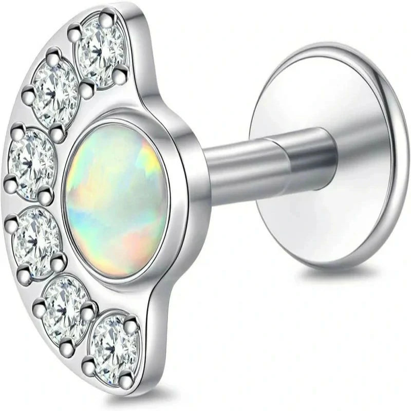 F136-18G 6mm 8mm 10mm Flat Back Internal Thread Stud Earring Piercing Jewelry for Tragus Helix Conch Cartilage Nose Lip(1pc)