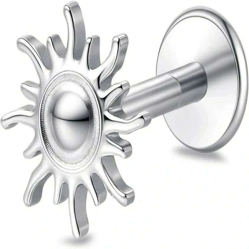 F136-18G 6mm 8mm 10mm Flat Back Internal Thread Stud Earring Piercing Jewelry for Tragus Helix Conch Cartilage Nose Lip(1pc)