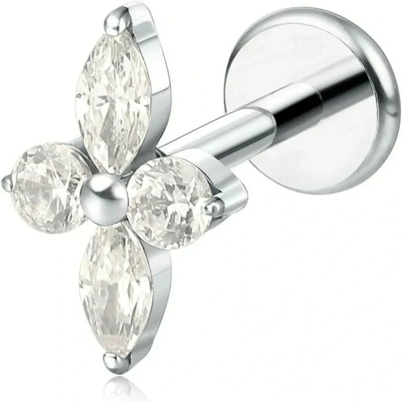 F136-18G 6mm 8mm 10mm Flat Back Internal Thread Stud Earring Piercing Jewelry for Tragus Helix Conch Cartilage Nose Lip(1pc)