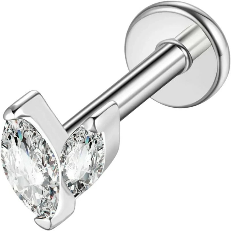 G23 Titanium Flat Back Earrings Studs 16g F136 Implant Grade Titanium Labrets Press Fit Threadless