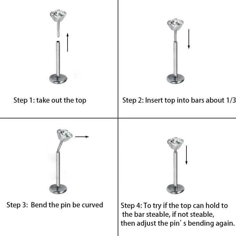 G23 Titanium Flat Back Earrings Studs 16g F136 Implant Grade Titanium Labrets Press Fit Threadless