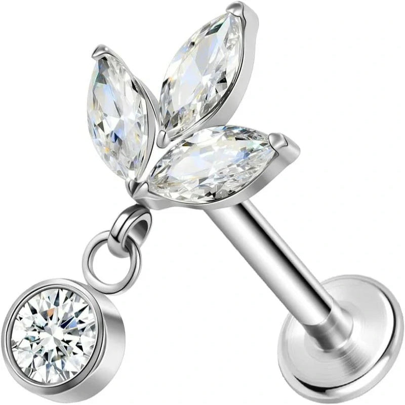 20G 18G 16G Threadless Push In Astm F136 Titanium Nose Ring Studs Flat Back Studs Earring