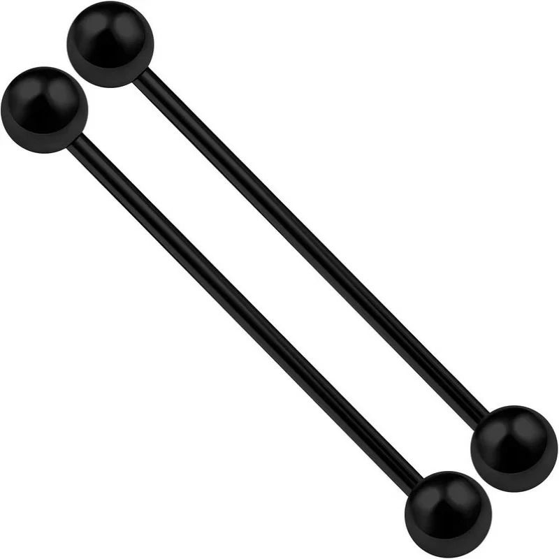 2PCS Stainless Steel Industrial Barbell Stud Scaffolding 14 Gauge 1 1/2 38mm 5mm Ball Earring