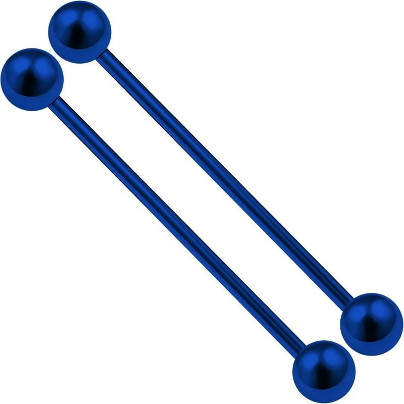 2PCS Stainless Steel Industrial Barbell Stud Scaffolding 14 Gauge 1 1/2 38mm 5mm Ball Earring