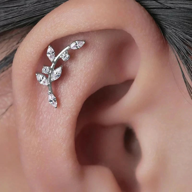 F136 Threadless Push in Titanium Earrings,Hypoallergenic Flat Back Cubic Zirconia