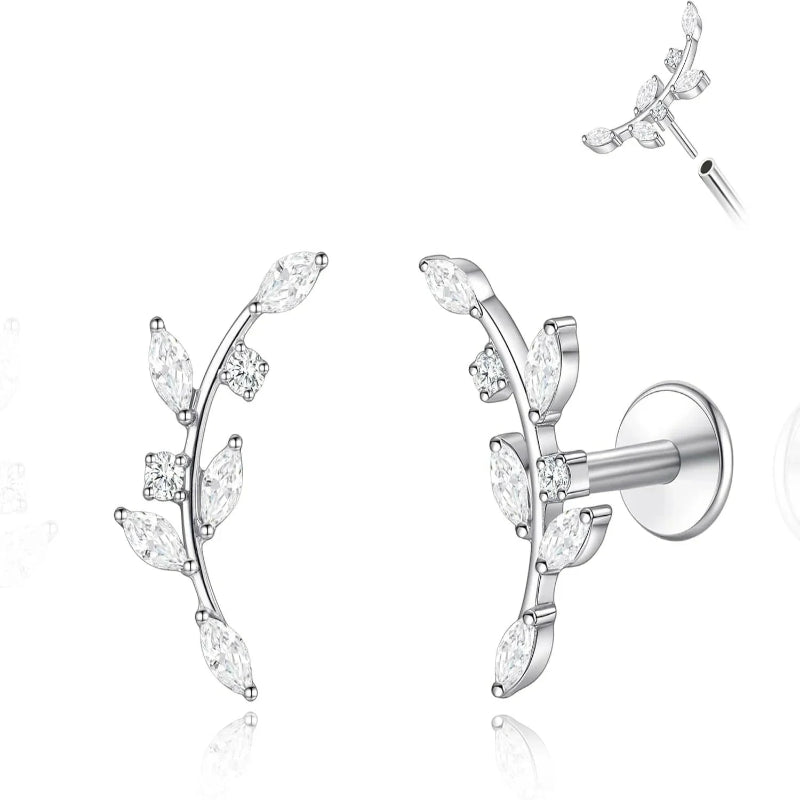 20G 18G 16G Threadless Push In Astm F136 Titanium Nose Ring Studs Flat Back Studs Earring