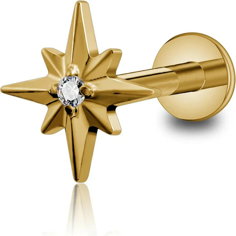Titanium North Star Piercing Jewelry for Conch Helix Flat Tragus