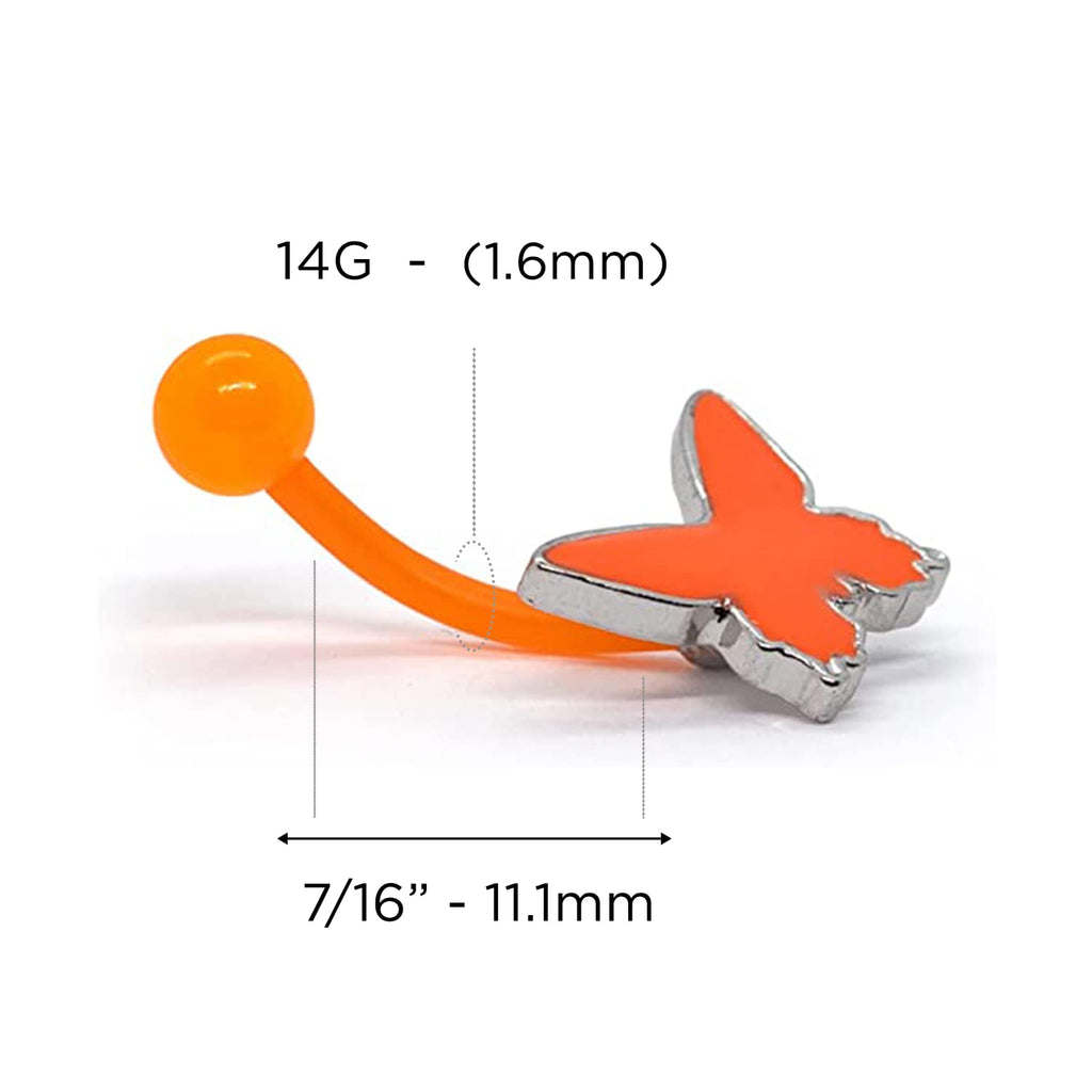 Acrylic Belly Ring Accented With Glow In The Dark Butterfly Design - QIAO Crystal我的商店QIAO Crystal