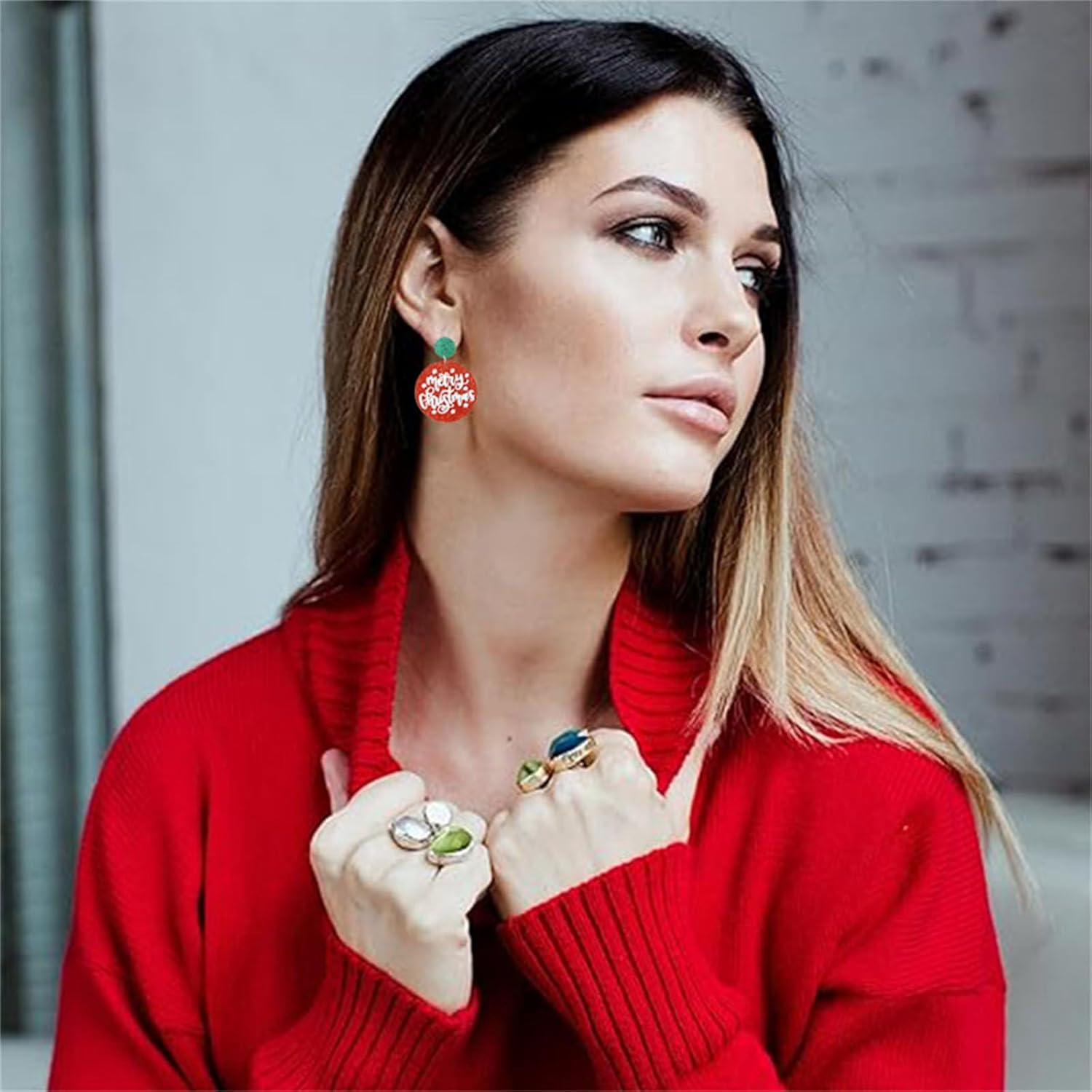 Acrylic Christmas Earrings for Women Cut Acrylic Animals Earrings Christmas Tree Green Caterpillar Sheep Dinosaur Earrings Funny Jewelry - 我的商店我的商店我的商店