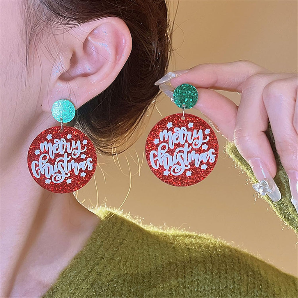 Acrylic Christmas Earrings for Women Cut Acrylic Animals Earrings Christmas Tree Green Caterpillar Sheep Dinosaur Earrings Funny Jewelry - 我的商店我的商店我的商店