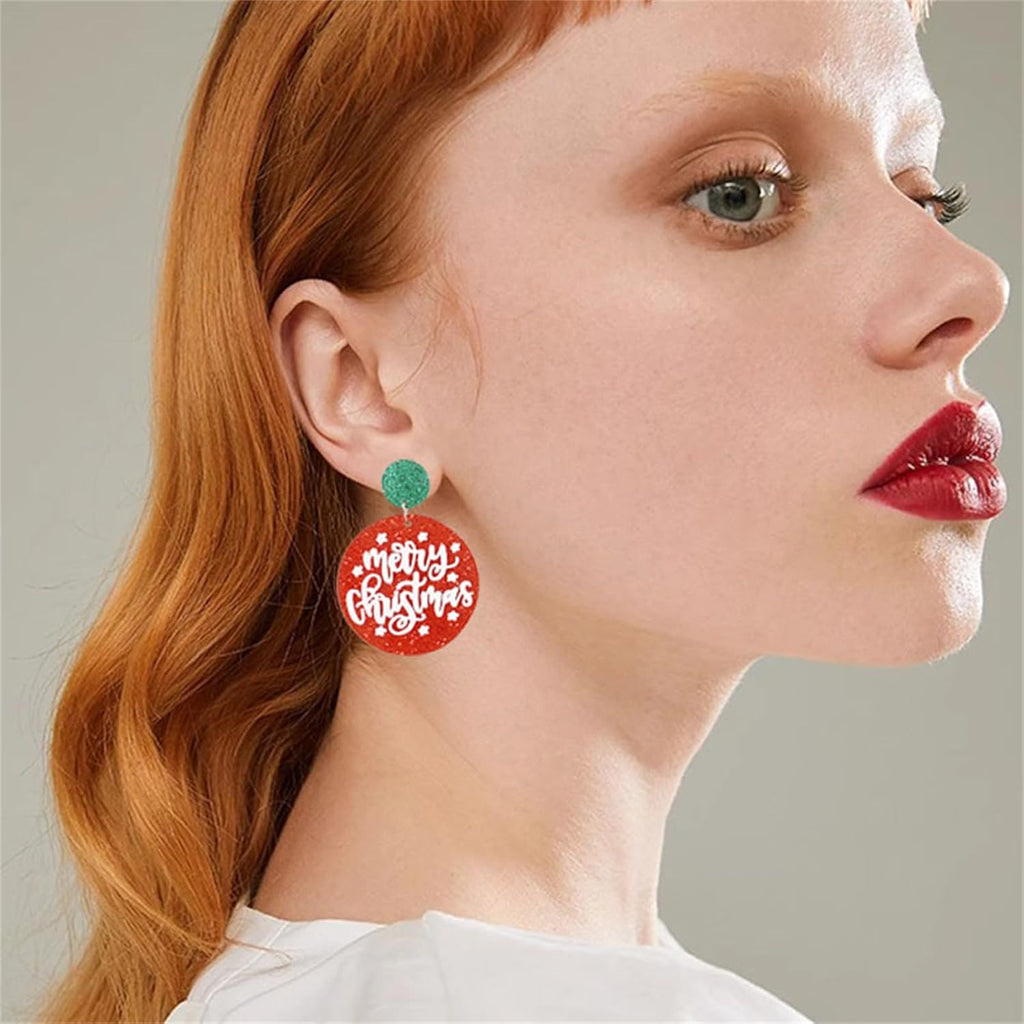 Acrylic Christmas Earrings for Women Cut Acrylic Animals Earrings Christmas Tree Green Caterpillar Sheep Dinosaur Earrings Funny Jewelry - 我的商店我的商店我的商店