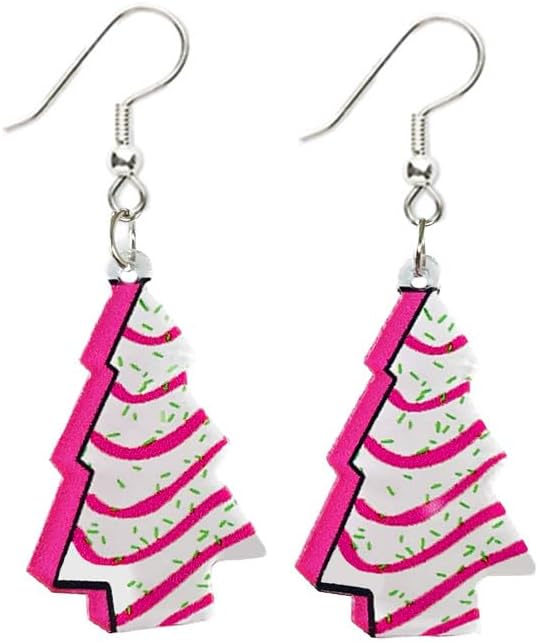 Acrylic Christmas Tree Drop Dangle Earrings - Colourful Holiday Jewelry for Women - 我的商店我的商店我的商店
