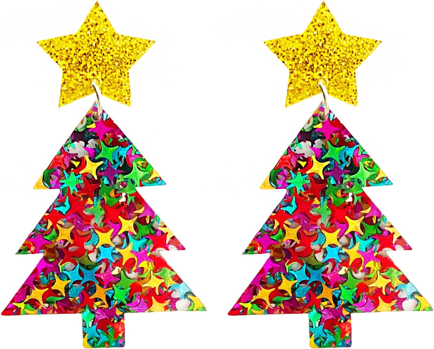 Acrylic Christmas Tree Drop Dangle Earrings - Colourful Holiday Jewelry for Women - 我的商店我的商店我的商店