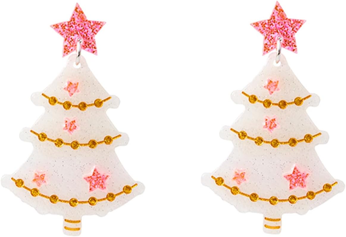 Acrylic Christmas Tree Drop Dangle Earrings - Colourful Holiday Jewelry for Women - 我的商店我的商店我的商店