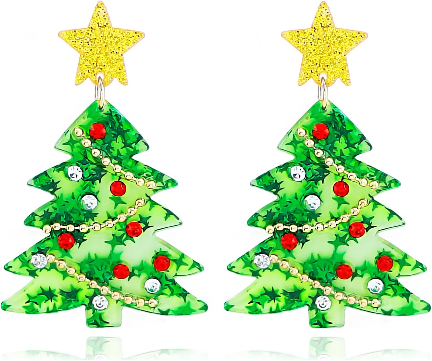 Acrylic Christmas Tree Drop Dangle Earrings - Colourful Holiday Jewelry for Women - 我的商店我的商店我的商店
