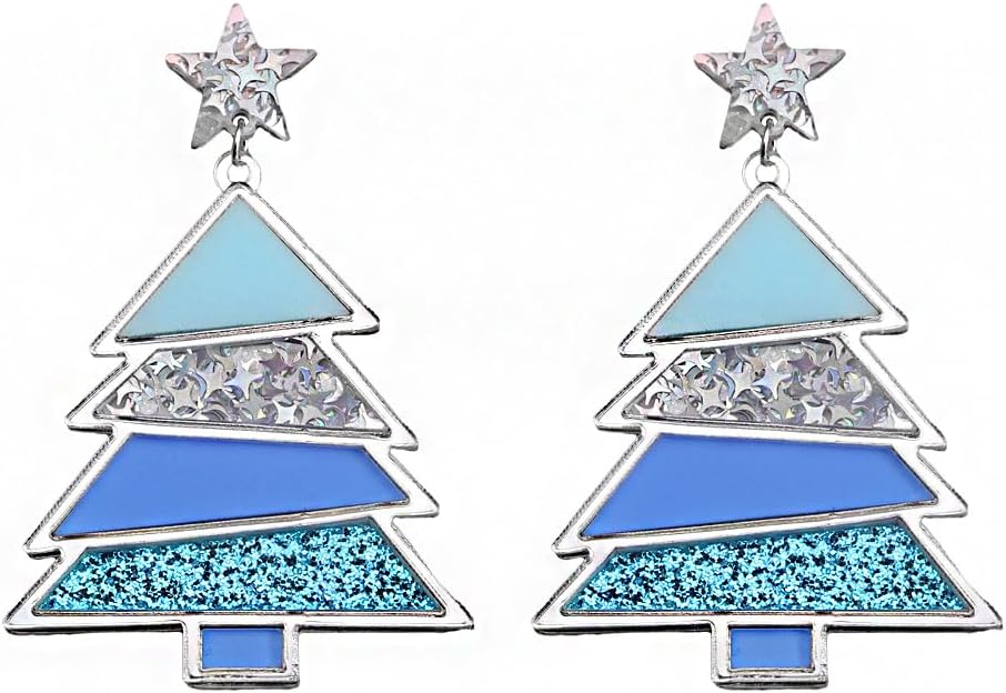 Acrylic Christmas Tree Drop Dangle Earrings - Colourful Holiday Jewelry for Women - 我的商店我的商店我的商店