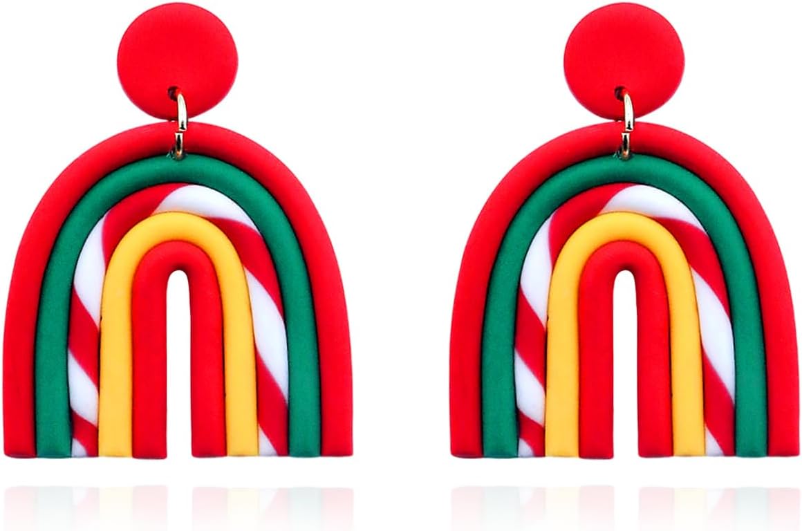 Acrylic Christmas Tree Drop Dangle Earrings - Colourful Holiday Jewelry for Women - 我的商店我的商店我的商店