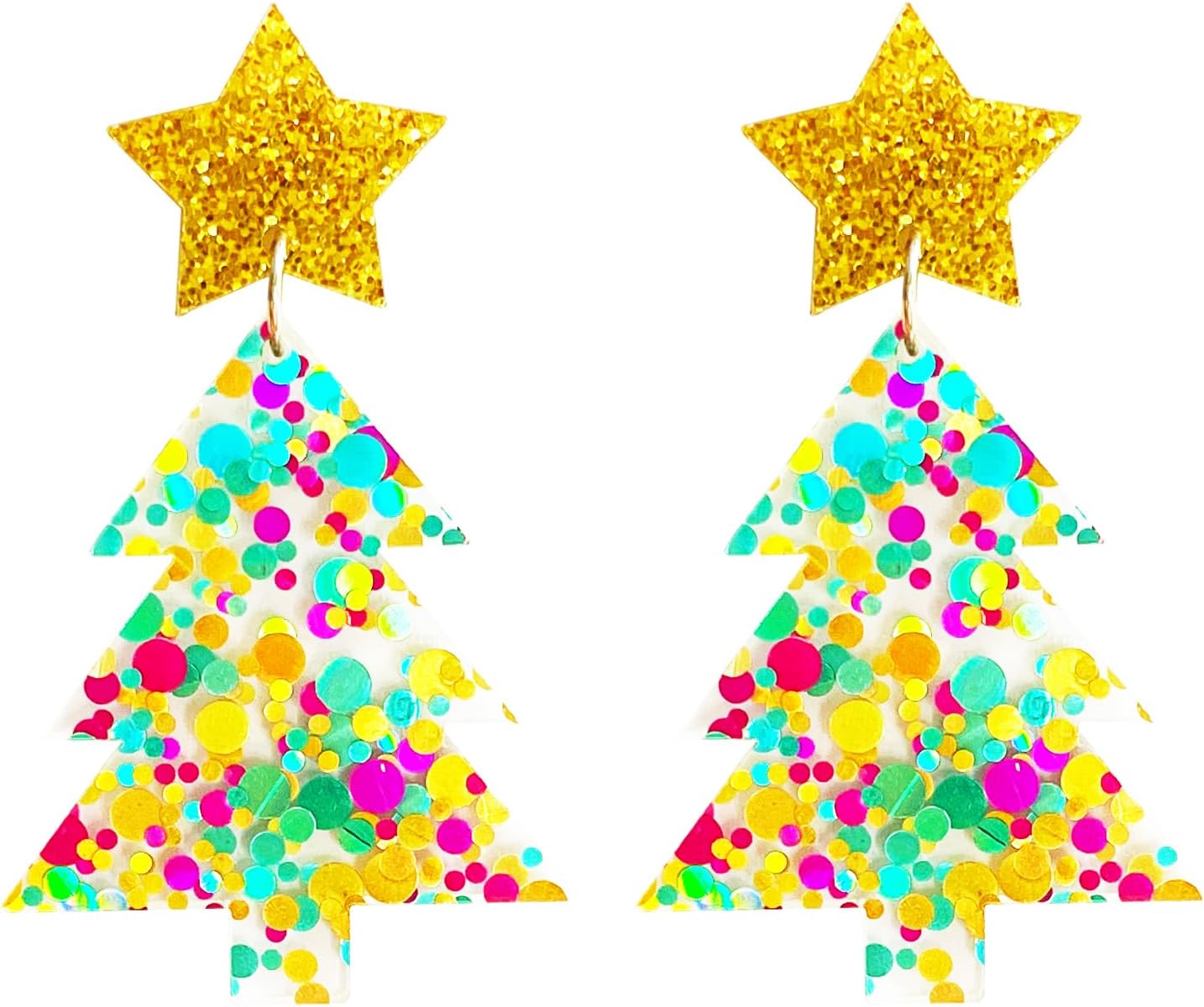 Acrylic Christmas Tree Drop Dangle Earrings - Colourful Holiday Jewelry for Women - 我的商店我的商店我的商店