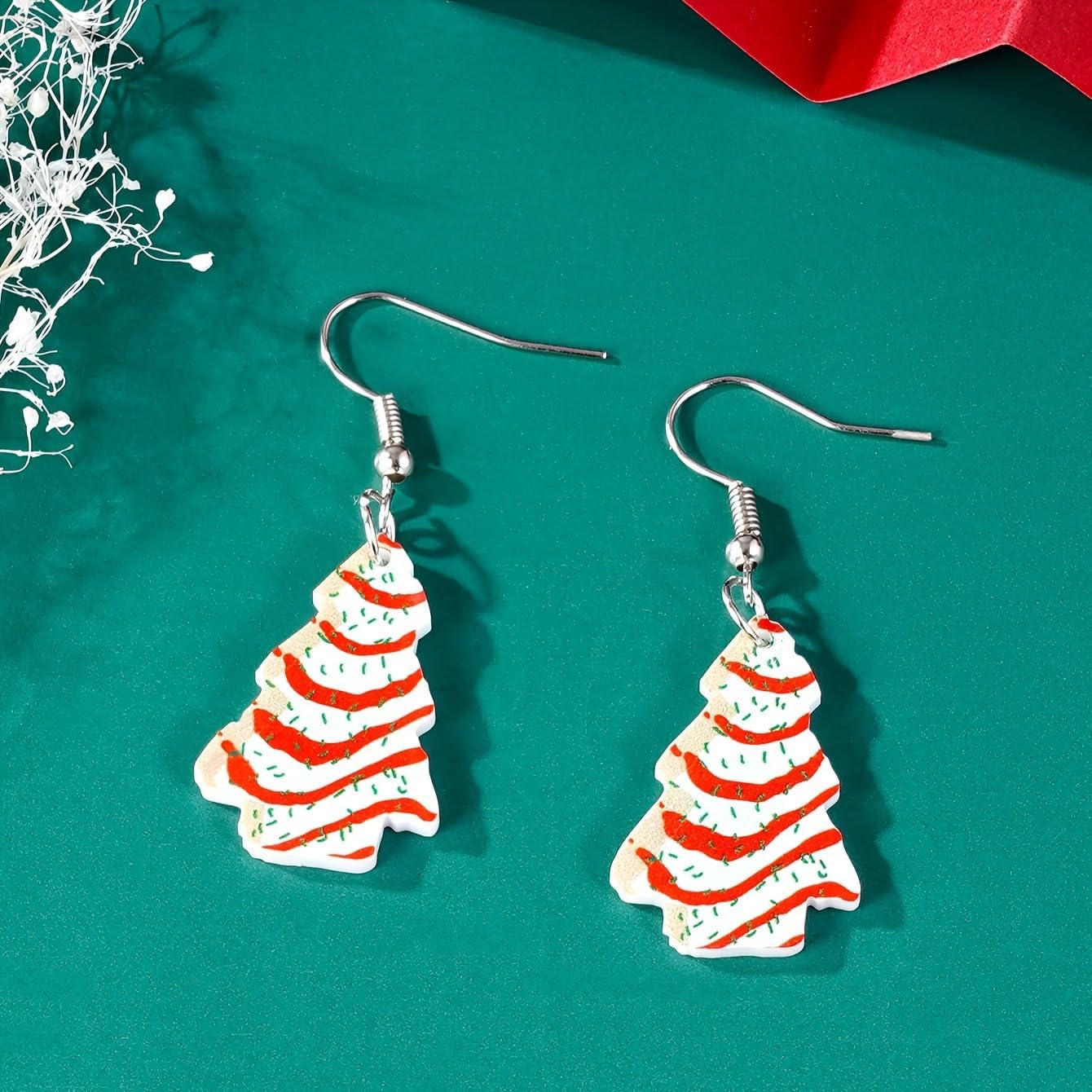 Acrylic Christmas Tree Drop Dangle Earrings - Colourful Holiday Jewelry for Women - 我的商店我的商店我的商店