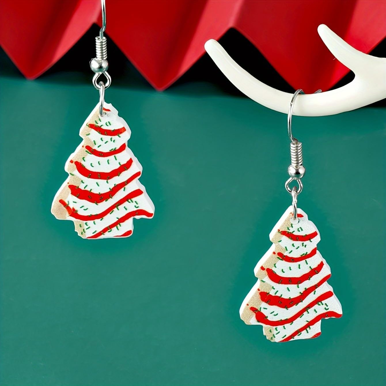 Acrylic Christmas Tree Drop Dangle Earrings - Colourful Holiday Jewelry for Women - 我的商店我的商店我的商店