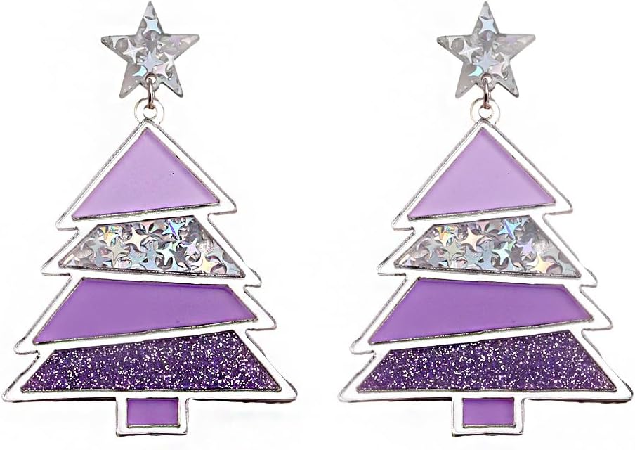 Acrylic Christmas Tree Drop Dangle Earrings - Colourful Holiday Jewelry for Women - 我的商店我的商店我的商店