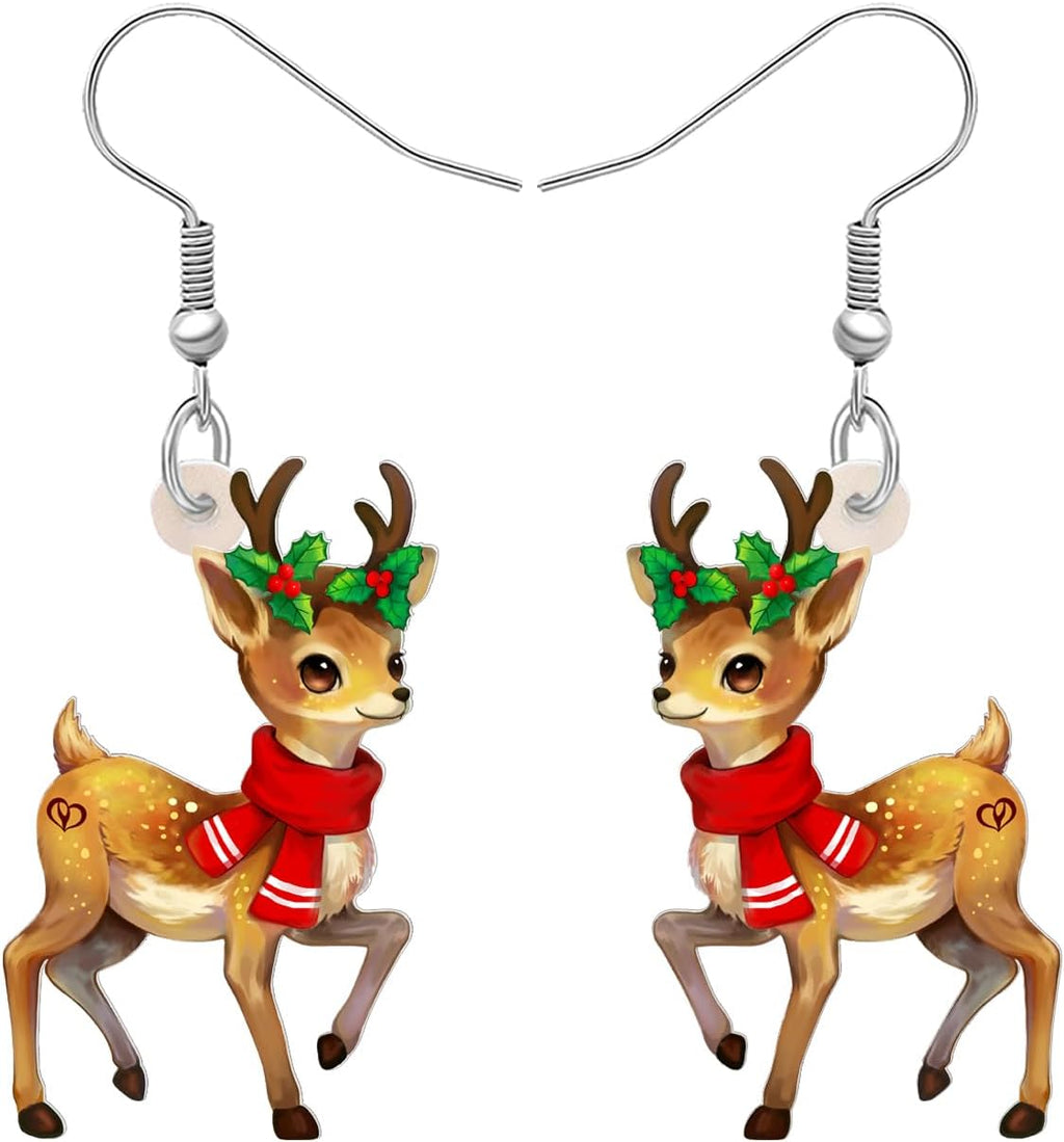 Acrylic Dangling Novelty Funny Christmas Reindeer Deer Earrings Hypoallergenic Designer Jewelry Gifts For Women - 我的商店我的商店我的商店