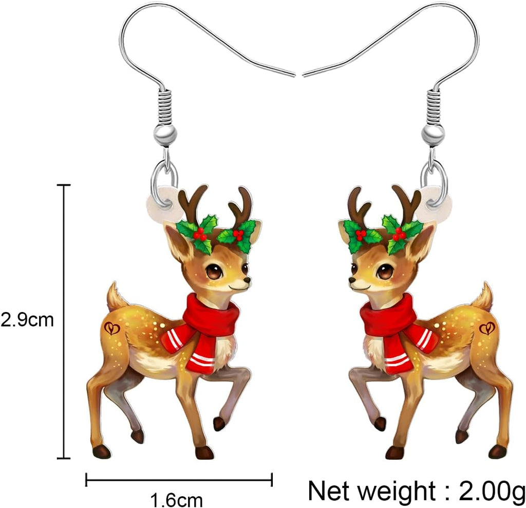 Acrylic Dangling Novelty Funny Christmas Reindeer Deer Earrings Hypoallergenic Designer Jewelry Gifts For Women - 我的商店我的商店我的商店