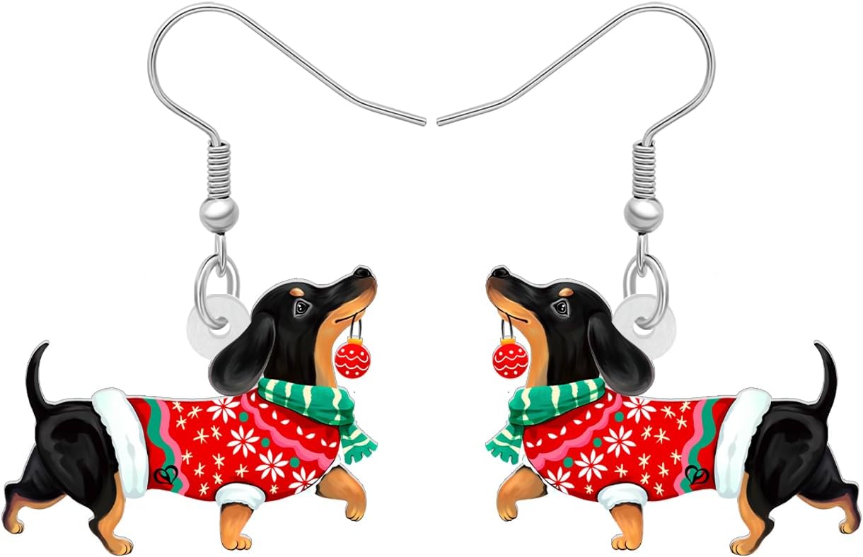 Acrylic Drop Dangle Christmas Gifts Dog Puppy Doggy Earrings Ornaments Decorations Jewelry For Women Accessories - 我的商店我的商店我的商店