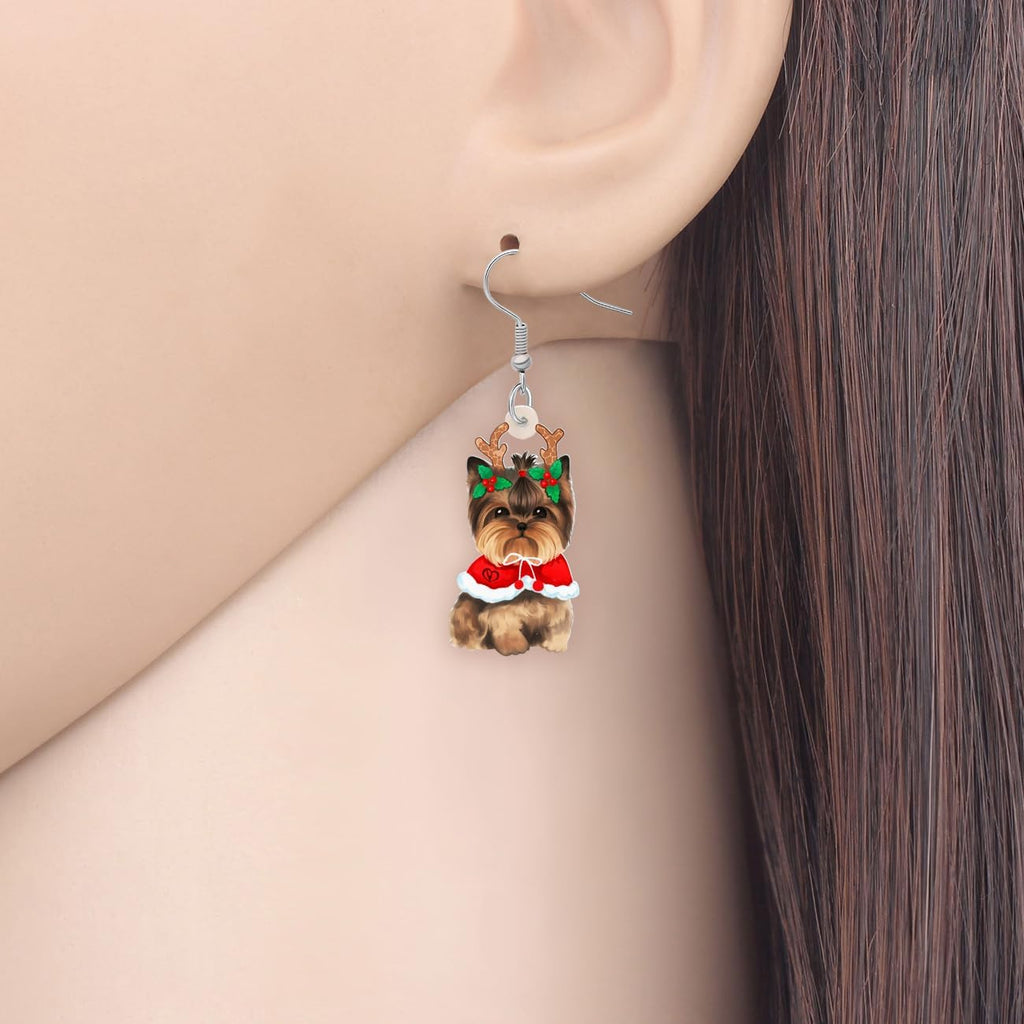Acrylic Drop Dangle Christmas Gifts Dog Puppy Doggy Earrings Ornaments Decorations Jewelry For Women Accessories - 我的商店我的商店我的商店