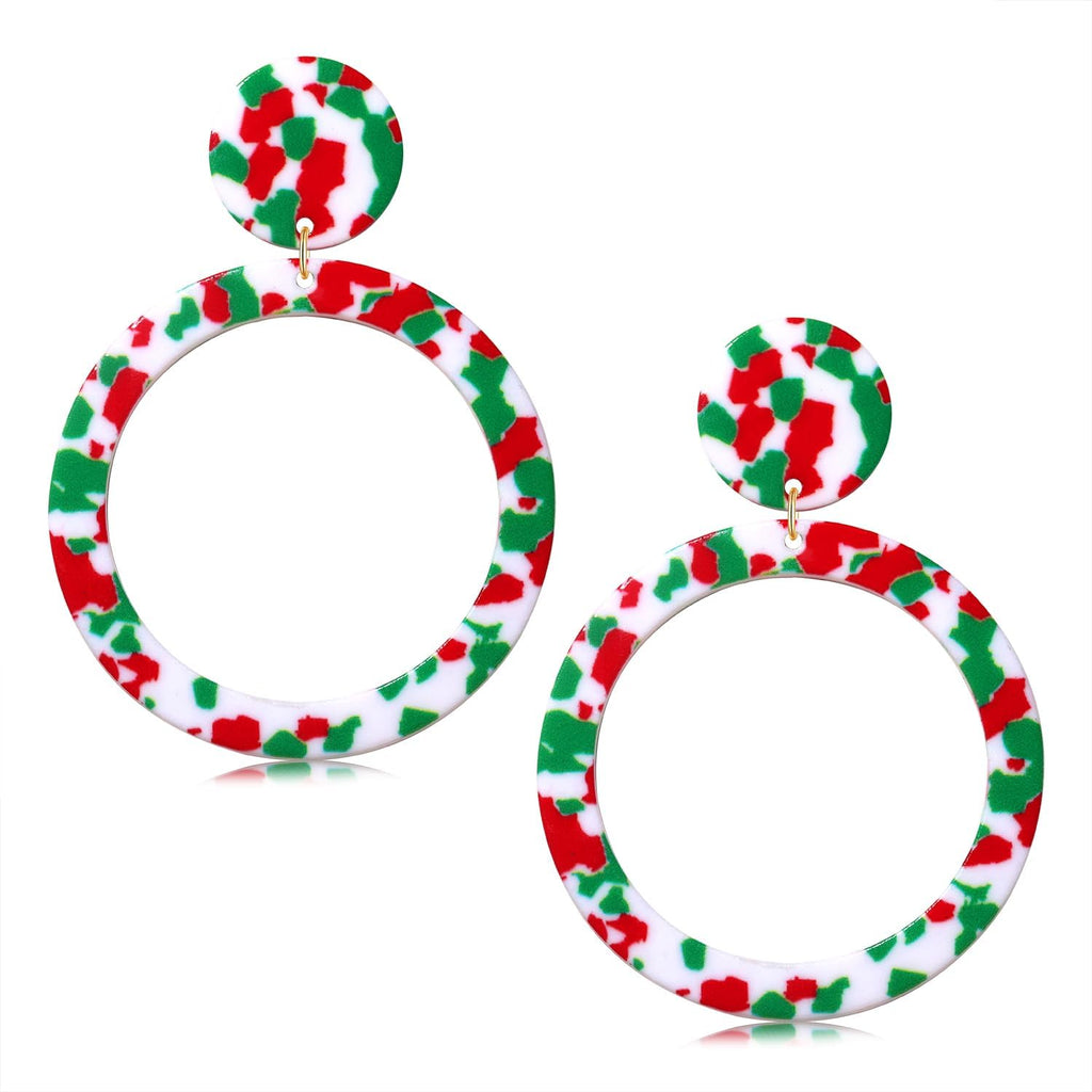 Acrylic for Women Geometry Circle Resin Drop Dangle Earrings Bohemia Tortoise Shell Hoop Earrings Mottled Statement Stud Earrings Fashion Jewelry - QIAO Crystal我的商店QIAO Crystal