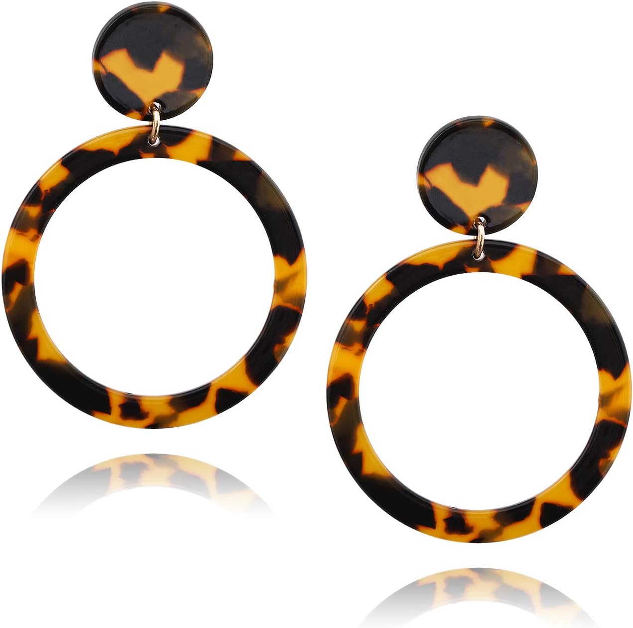 Acrylic for Women Geometry Circle Resin Drop Dangle Earrings Bohemia Tortoise Shell Hoop Earrings Mottled Statement Stud Earrings Fashion Jewelry - QIAO Crystal我的商店QIAO Crystal