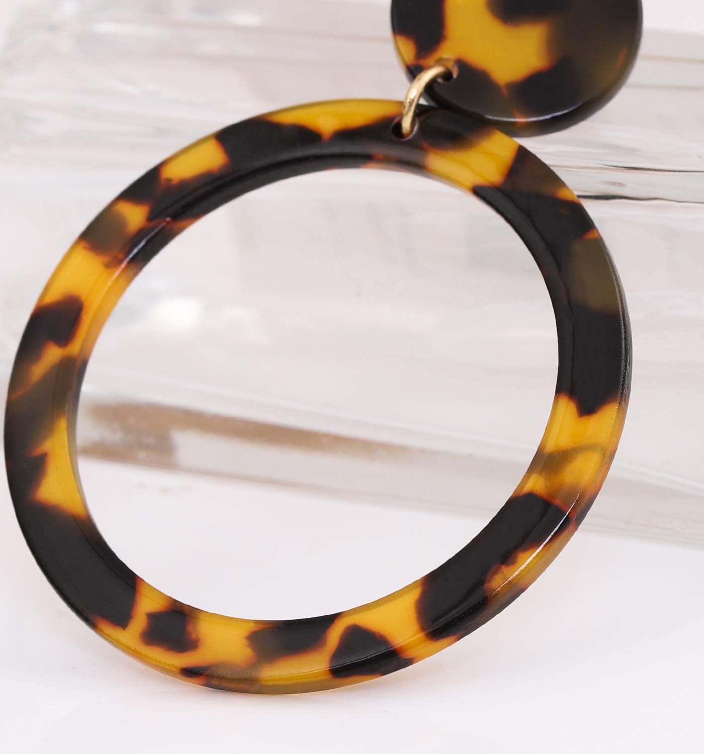 Acrylic for Women Geometry Circle Resin Drop Dangle Earrings Bohemia Tortoise Shell Hoop Earrings Mottled Statement Stud Earrings Fashion Jewelry - QIAO Crystal我的商店QIAO Crystal