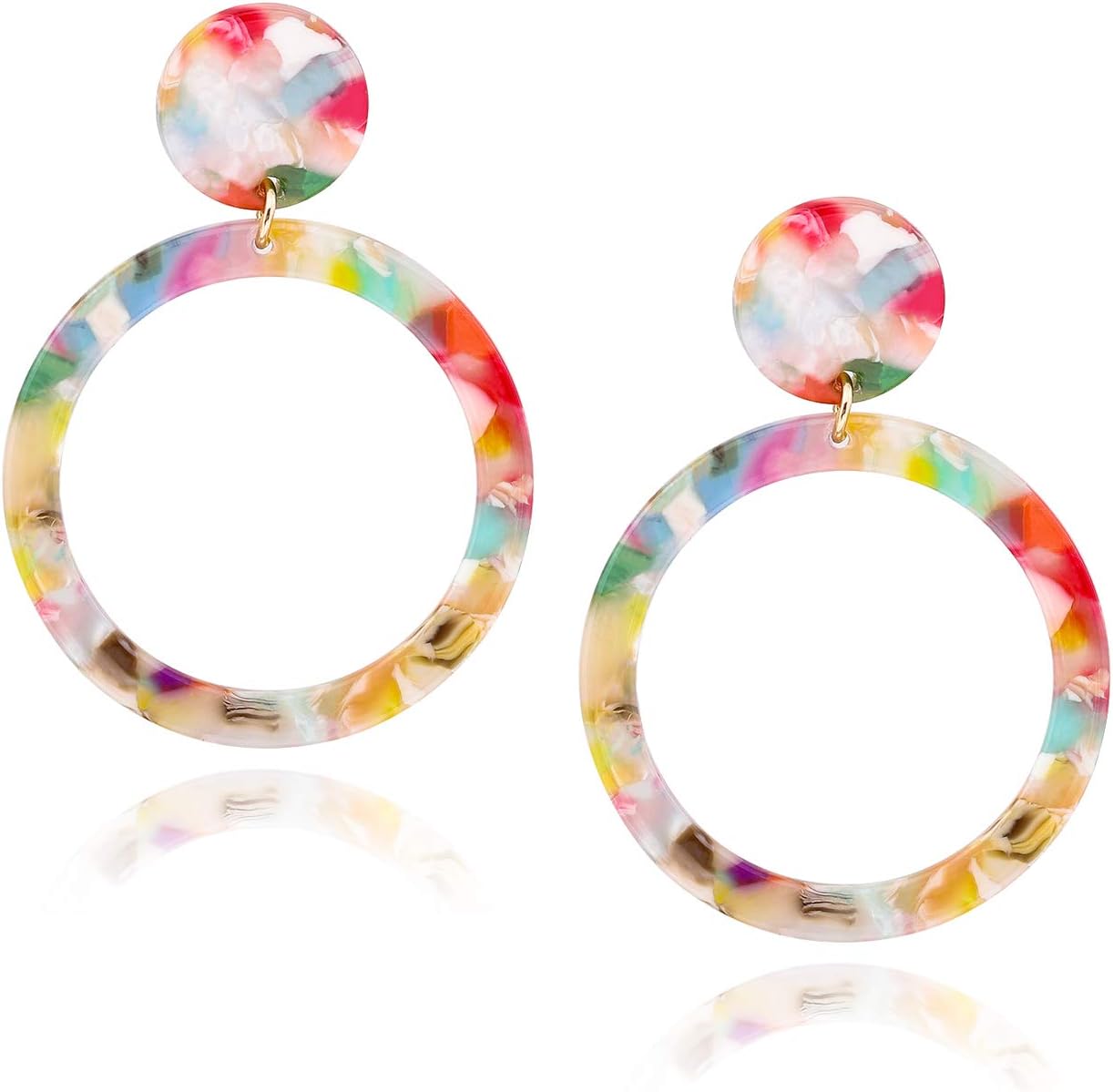 Acrylic for Women Geometry Circle Resin Drop Dangle Earrings Bohemia Tortoise Shell Hoop Earrings Mottled Statement Stud Earrings Fashion Jewelry - QIAO Crystal我的商店QIAO Crystal