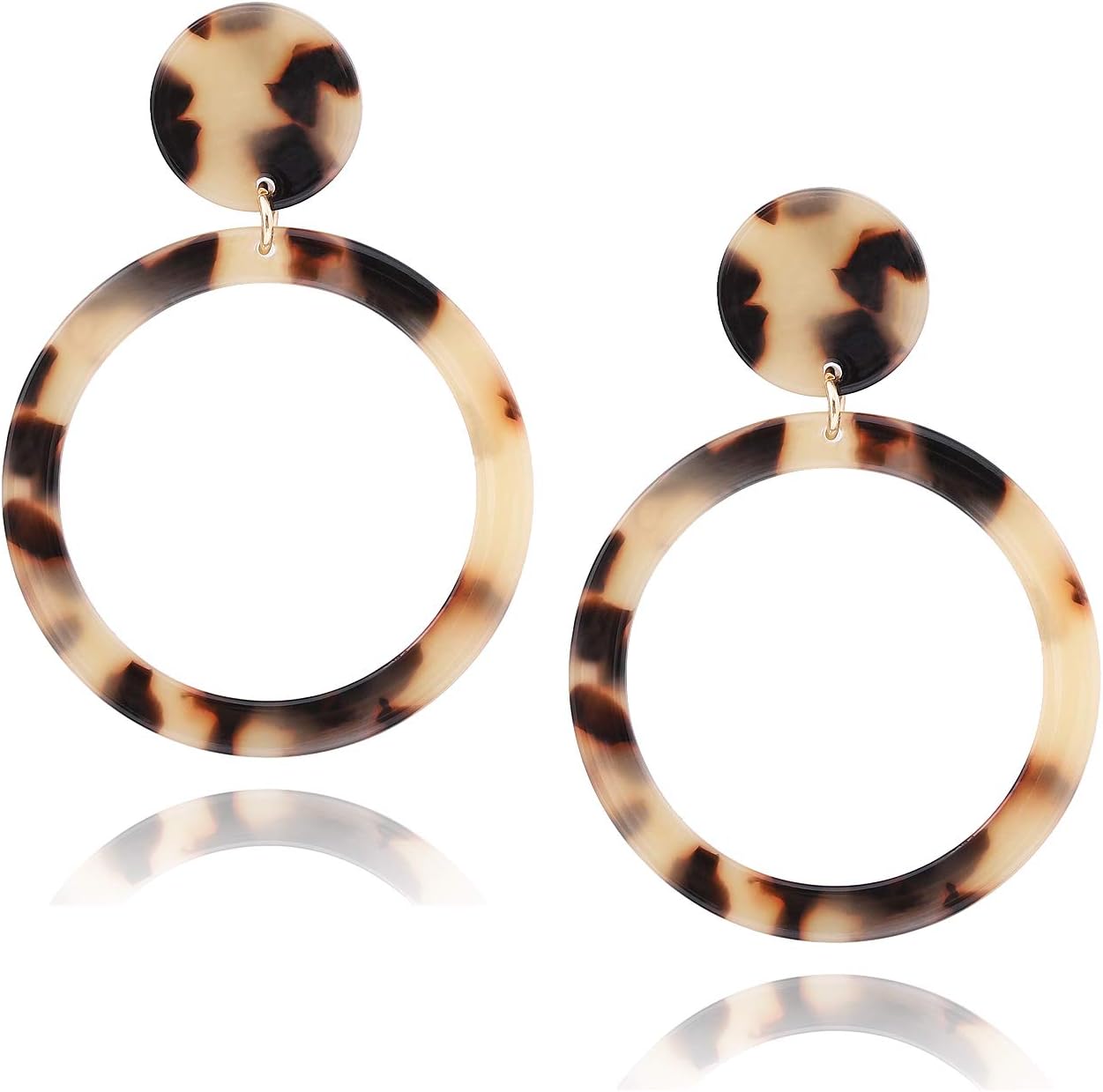 Acrylic for Women Geometry Circle Resin Drop Dangle Earrings Bohemia Tortoise Shell Hoop Earrings Mottled Statement Stud Earrings Fashion Jewelry - QIAO Crystal我的商店QIAO Crystal