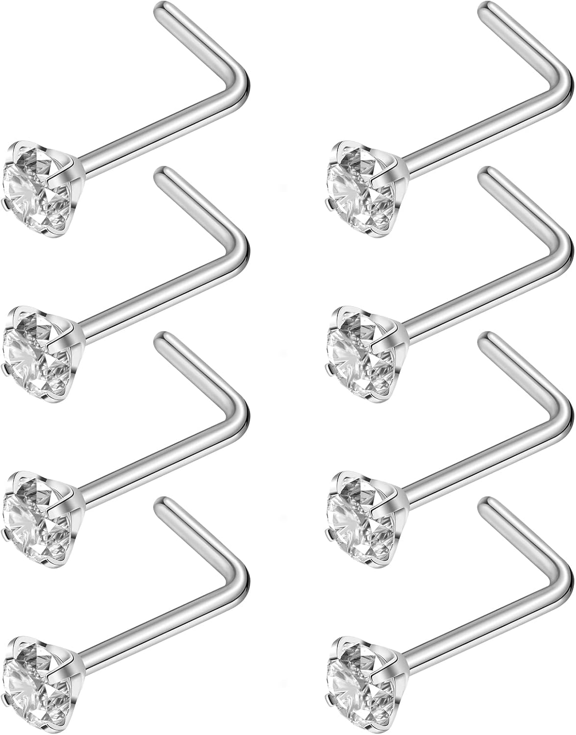 Aisoso Nose Rings, Titanium Steel Nose Piercings Stud Jewelry for Women Men Cubic Zirconia Imitation Diamond - QIAO CrystalQIAO CrystalQIAO Crystal