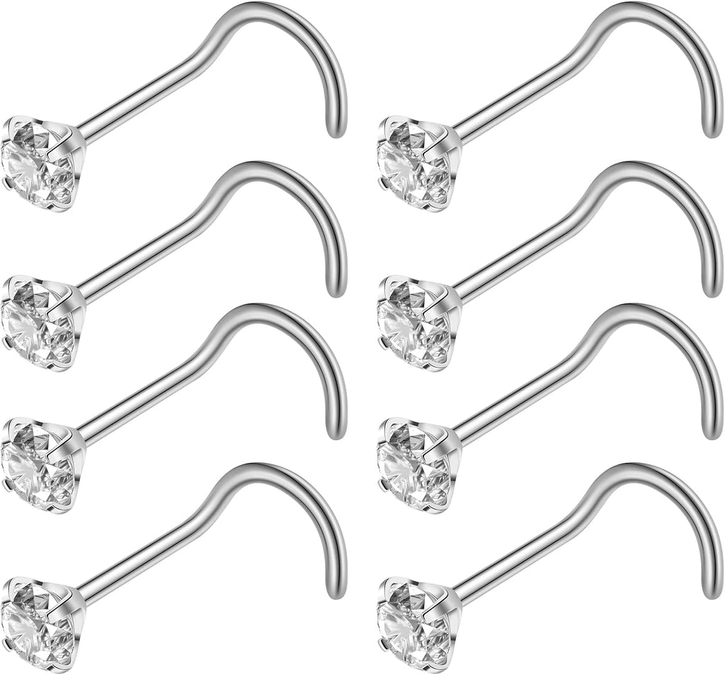 Aisoso Nose Rings, Titanium Steel Nose Piercings Stud Jewelry for Women Men Cubic Zirconia Imitation Diamond - QIAO CrystalQIAO CrystalQIAO Crystal