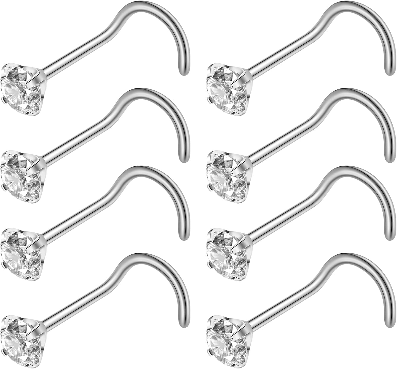 Aisoso Nose Rings, Titanium Steel Nose Piercings Stud Jewelry for Women Men Cubic Zirconia Imitation Diamond - QIAO CrystalQIAO CrystalQIAO Crystal