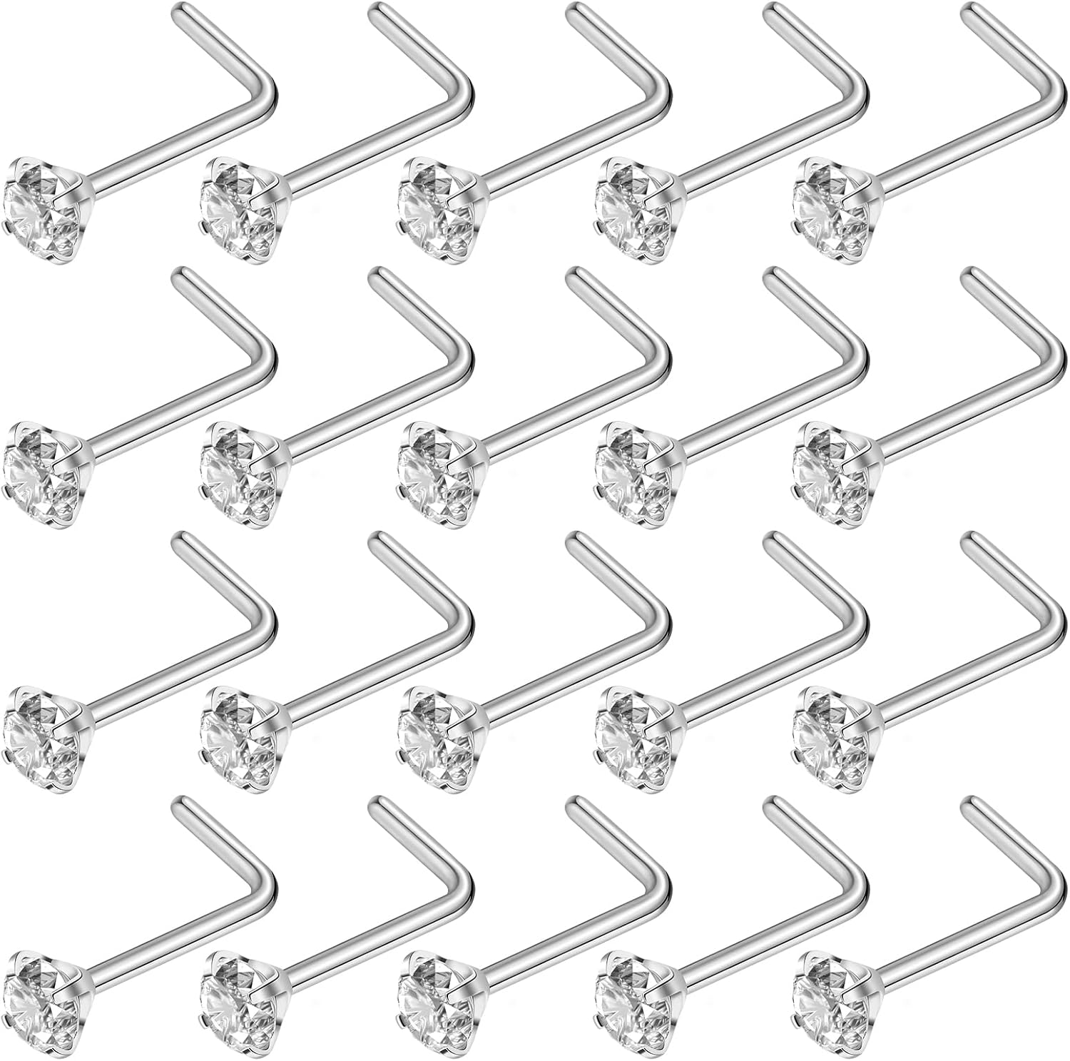Aisoso Nose Rings, Titanium Steel Nose Piercings Stud Jewelry for Women Men Cubic Zirconia Imitation Diamond - QIAO CrystalQIAO CrystalQIAO Crystal