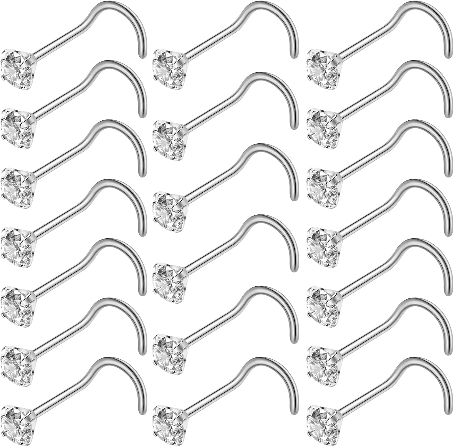 Aisoso Nose Rings, Titanium Steel Nose Piercings Stud Jewelry for Women Men Cubic Zirconia Imitation Diamond - QIAO CrystalQIAO CrystalQIAO Crystal