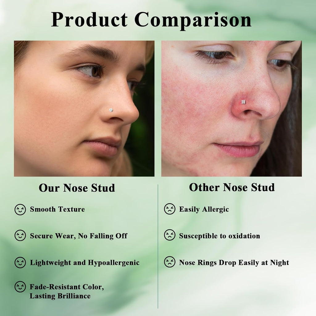 Aisoso Nose Rings, Titanium Steel Nose Piercings Stud Jewelry for Women Men Cubic Zirconia Imitation Diamond - QIAO CrystalQIAO CrystalQIAO Crystal