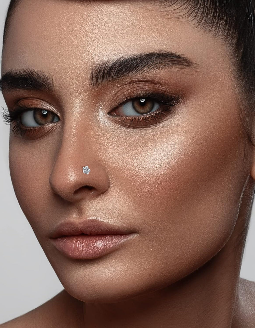 Akeoqi 12Pcs Nose Rings Stud L Shape Nose Rings Cubic Zirconia Butterfly Flower Eye Moon Crown Heart Lightning Shape Nose Studs Piercing Jewelry for Women Men Silver Gold Plated 20G - QIAO CrystalQIAO CrystalQIAO Crystal