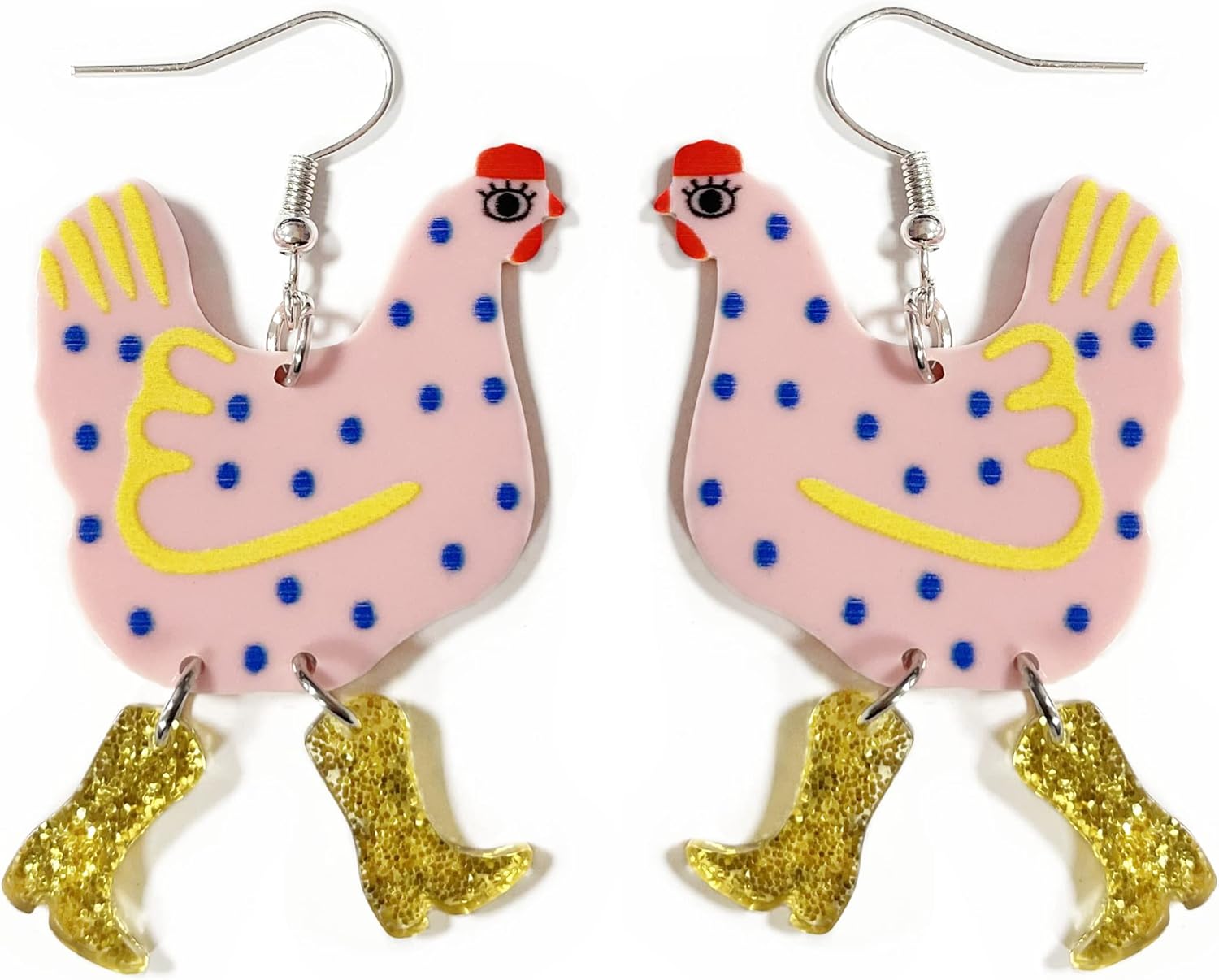Animal Drop Earrings Colorful Boots Chicken Hen Dinosaur Lovely Panda with Bamboos Funny Animal Dangle Earrings For Women Christams Birthday Gift - QIAO Crystal我的商店QIAO Crystal