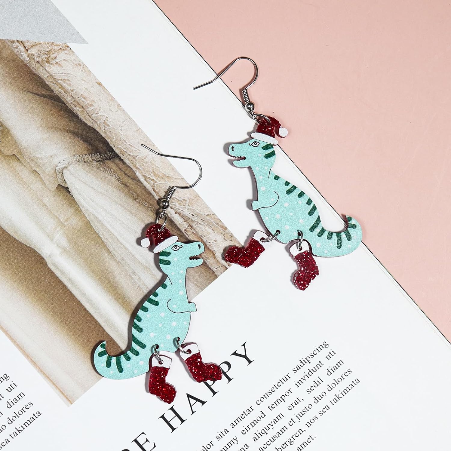 Animal Drop Earrings Colorful Boots Chicken Hen Dinosaur Lovely Panda with Bamboos Funny Animal Dangle Earrings For Women Christams Birthday Gift - QIAO Crystal我的商店QIAO Crystal