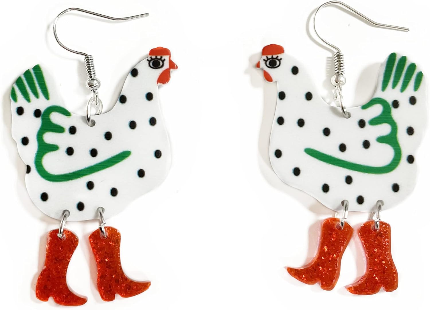 Animal Drop Earrings Colorful Boots Chicken Hen Dinosaur Lovely Panda with Bamboos Funny Animal Dangle Earrings For Women Christams Birthday Gift - QIAO Crystal我的商店QIAO Crystal